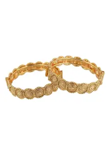 Adwitiya Collection Set Of 2 24K Gold-Plated Embellished Bangles
