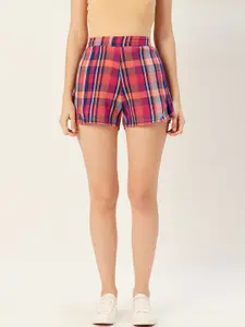 Sera Women Multicoloured Checked Regular Fit Shorts