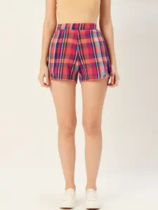 Sera Women Multicoloured Checked Regular Fit Shorts