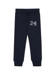 ZION Boys Navy Blue Solid Straight Fit Cotton Joggers