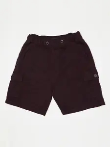 Octave Boys Burgundy Solid Regular Fit Cargo Shorts