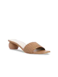 ERIDANI Women Beige Woven Design Sandals
