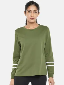 Ajile by Pantaloons Women Olive Green Solid Sweatshirt