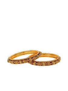 Adwitiya Collection Set Of 2 24k Gold-Plated Embellished Handcrafted Bangles
