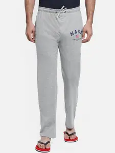 Free Authority Men Grey Melange NASA Printed Cotton Lounge Pants