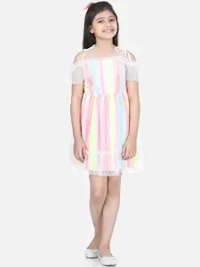 StyleStone Multicoloured Striped Lace Dress