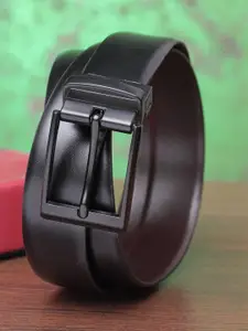 Teakwood Leathers Men Black & Brown Solid Leather Belt