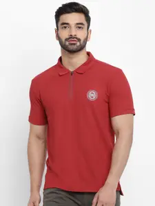 Royal Enfield Men Red Solid Polo Collar T-shirt
