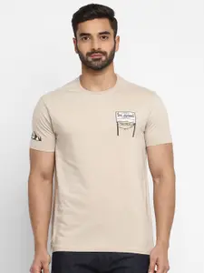 Royal Enfield Men Khaki Printed Round Neck T-shirt