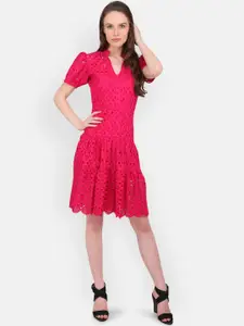 MARC LOUIS Pink Schiffli Chicken Dress