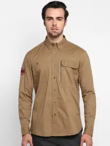 Royal Enfield Men Khaki Regular Fit Solid Casual Shirt