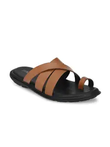 Delize XESS by iD Men Tan Brown Leather Comfort Sandals