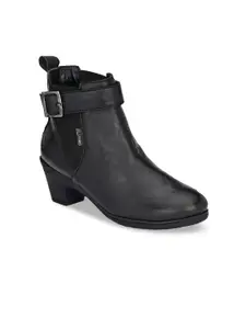 El Paso Women Black Solid Heeled Boots