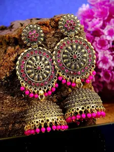 Crunchy Fashion Pink Contemporary Jhumkas