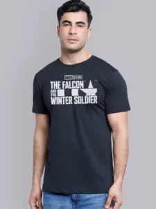 Free Authority Men Navy Blue The Falcon And The Winter Soldier Printed Pure Cotton T-shirt