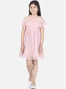StyleStone Pink Embellished Net Dress