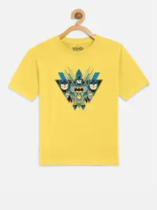 Kids Ville Boys Yellow Batman Printed Round Neck Pure Cotton T-shirt