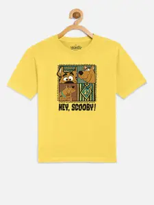 Kids Ville Boys Yellow Scooby Doo Printed Round Neck Pure Cotton T-shirt
