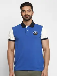 Royal Enfield Men Blue Colourblocked Polo Collar T-shirt