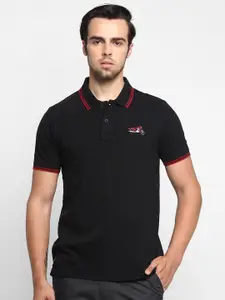 Royal Enfield Men Black Solid Polo Collar T-shirt