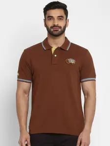 Royal Enfield Men Brown Solid Polo Collar T-shirt