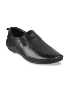 Mochi Men Black Leather Slip-On Shoes