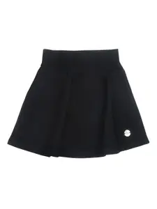 Tiny Girl Girls Black Solid Flared Mini Skirt