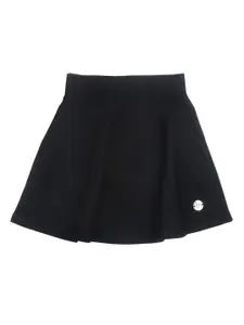 Tiny Girl Girls Black Solid Flared Mini Skirt