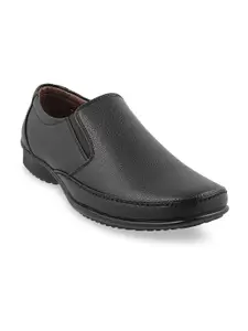 WALKWAY by Metro Men Black Textured Synthetic Formal Slip-Ons