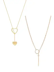OOMPH Set Of 2 Gold-Toned Alloy Necklaces