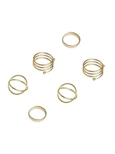 JOKER & WITCH Set Of 6 Gold-Plated Galactic Midi Finger Rings