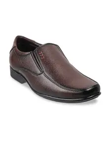 WALKWAY by Metro Men Brown Textured Synthetic Formal Slip-Ons