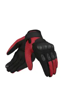 Royal Enfield Men Red & Black Colour-Blocked Leather Rambler V2 Riding Gloves