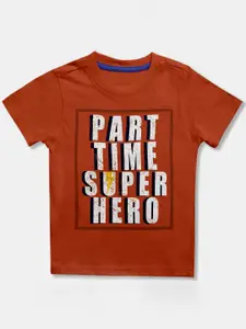 Cherokee Boys Rust Orange Typography Printed T-shirt Pockets Tshirts