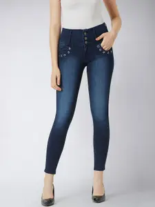 Miss Chase Women Navy Blue Skinny Fit High-Rise Light Fade Stretchable Jeans