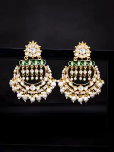 Sukkhi Green & Gold-Toned Contemporary Chandbalis Earrings