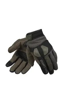 Royal Enfield Men Olive-Green & Black Colour-Blocked Trailblazer Gloves