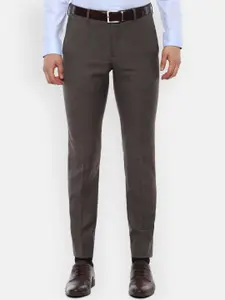 Van Heusen Men Brown Solid Formal Trousers