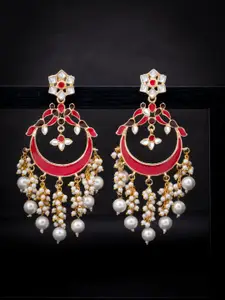 Sukkhi Pink & Gold-Toned Contemporary Drop Earrings