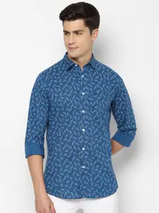 Allen Solly Men Blue & White Pure Cotton Slim Fit Printed Casual Shirt