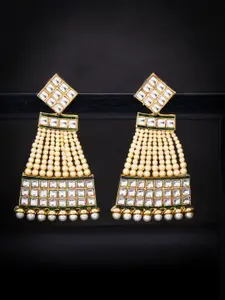 Sukkhi Gold-Toned & Green Contemporary Drop Earrings