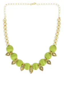 AKSHARA Girls Gold-Plated & Green Handcrafted Necklace
