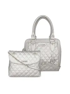 FLYING BERRY Set Of 2 Silver-Toned Textured Handbags