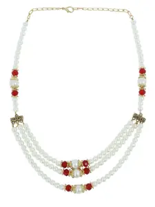 AKSHARA Girls Gold-Toned & White Alloy Gold-Plated Handcrafted Necklace