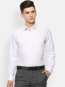 Van Heusen Men White Regular Fit Striped Cotton Formal Shirt
