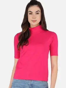 The Dry State Women Pink Solid V-Neck T-shirt