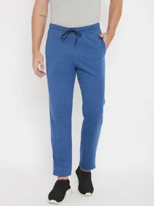 NEVA Men Blue Solid Straight-Fit Cotton Track Pants