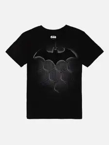 Kids Ville Boys Black & Grey Batman Print Round Neck Cotton T-shirt