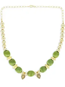 AKSHARA Girls Gold-Plated & Green Statement Handcrafted Necklace