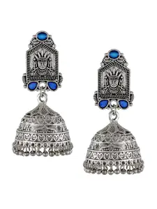 Silvermerc Designs Oxidised Blue Silver-Plated Dome Shaped Jhumkas